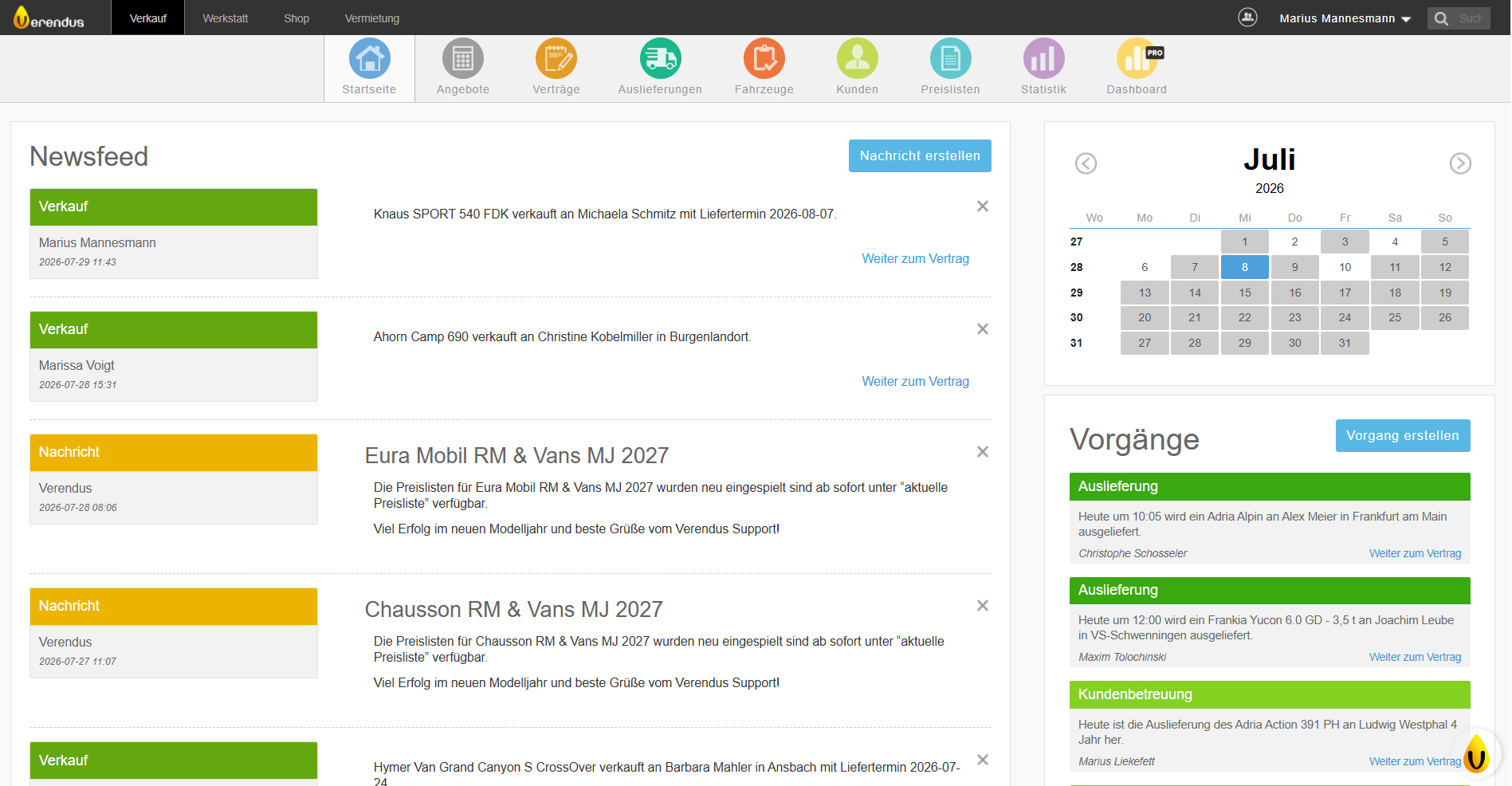 Startseite & Newsfeed